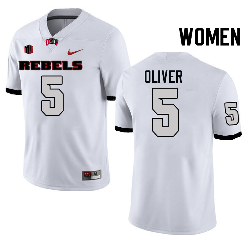 Women #5 Cameron Oliver UNLV Rebels College Football Jerseys Stitched-White